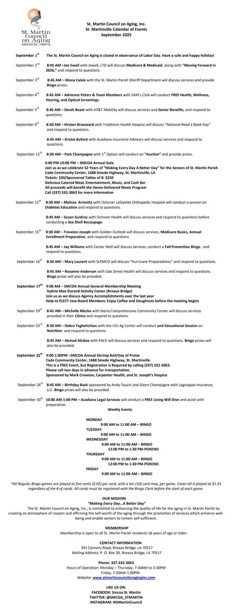 st-martin-council-on-aging-inc-st-martinville-calendar-of-events